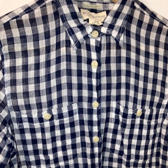 Denim & Supply Ralph Lauren Navy Plaid Shirt​ - Picture 6 of 10